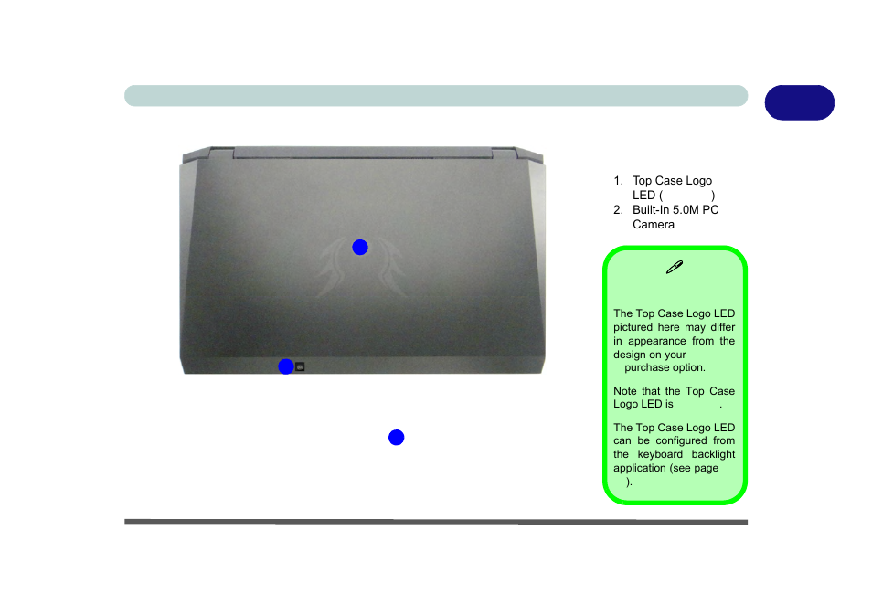 Lcd panel closed (top view) - model series b/c, Lcd panel closed (top view) - model series b/c -9 | Eurocom X8 User Manual | Page 41 / 334