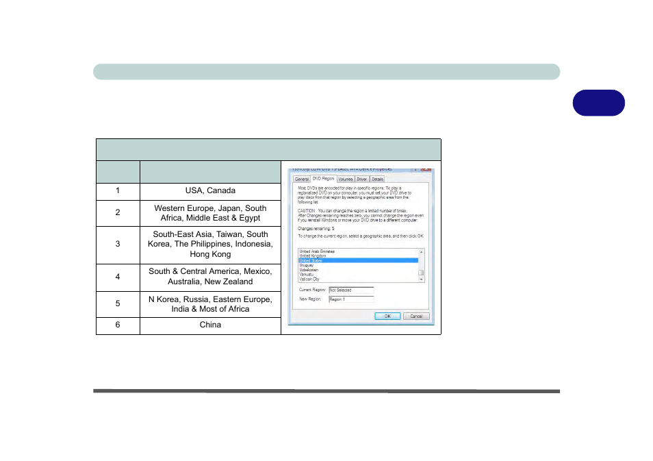Dvd regional codes, Dvd regional codes -5, 2dvd regional codes | Eurocom X8 User Manual | Page 87 / 334