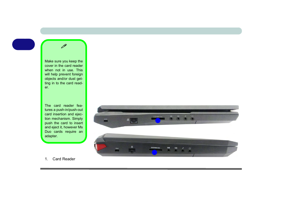 Multi-in-1 card reader, Multi-in-1 card reader -6 | Eurocom X8 User Manual | Page 88 / 334