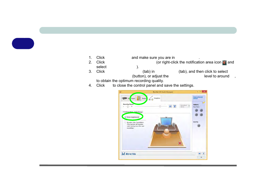 Setup for audio recording, Setup for audio recording -10 | Eurocom X8 User Manual | Page 92 / 334