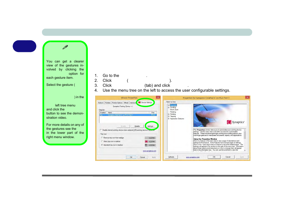 Gestures and device settings, Gestures and device settings -14, 2gestures and device settings | Figure 2 - 11 | Eurocom X8 User Manual | Page 96 / 334