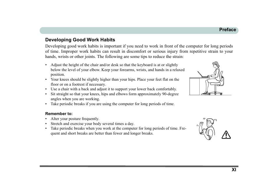 Developing good work habits | Eurocom D270ES VIPER User Manual | Page 12 / 153