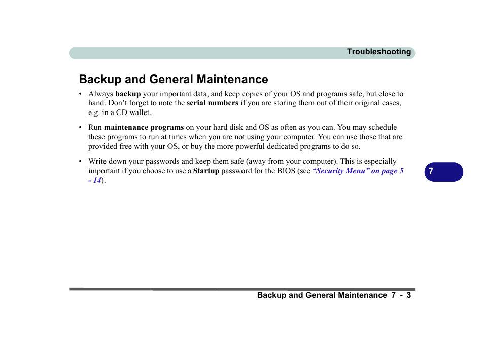 Backup and general maintenance, Backup and general maintenance -3 | Eurocom D270ES VIPER User Manual | Page 132 / 153