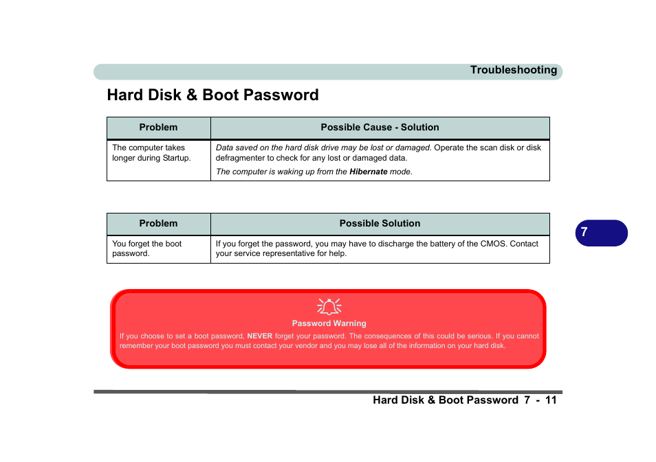 Hard disk & boot password, Hard disk & boot password -11 | Eurocom D270ES VIPER User Manual | Page 140 / 153