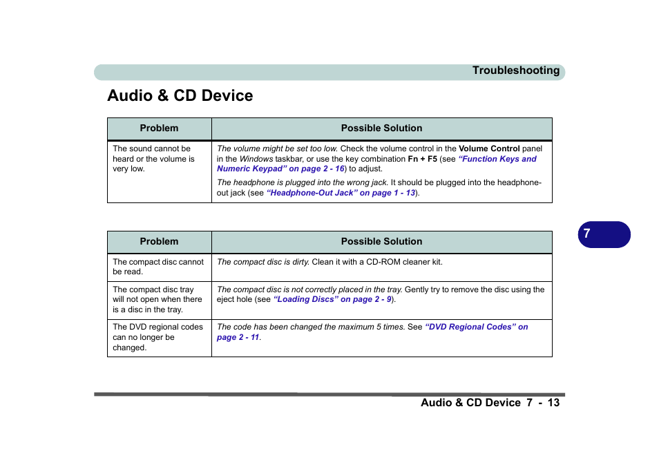 Audio & cd device, Audio & cd device -13 | Eurocom D270ES VIPER User Manual | Page 142 / 153