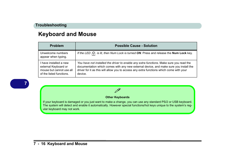 Keyboard and mouse, Other keyboards, Keyboard and mouse -16 | Eurocom D270ES VIPER User Manual | Page 145 / 153