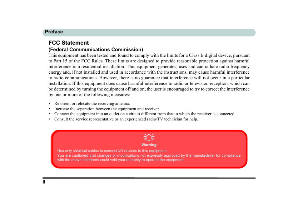 Fcc statement, Warning | Eurocom D270ES VIPER User Manual | Page 3 / 153