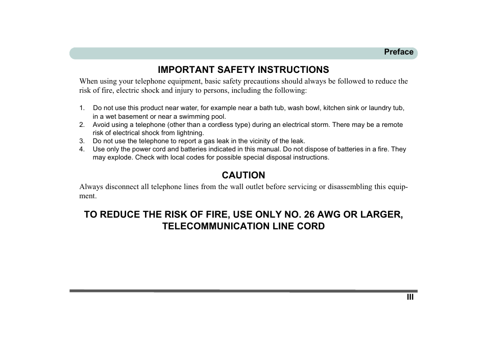 Important safety instructions, Caution | Eurocom D270ES VIPER User Manual | Page 4 / 153