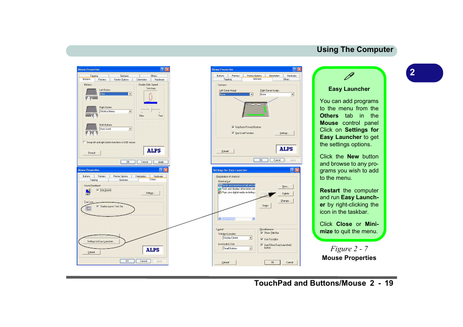 Easy launcher, Figure 2 - 7 mouse properties, For screen examples) | Eurocom D270ES VIPER User Manual | Page 60 / 153