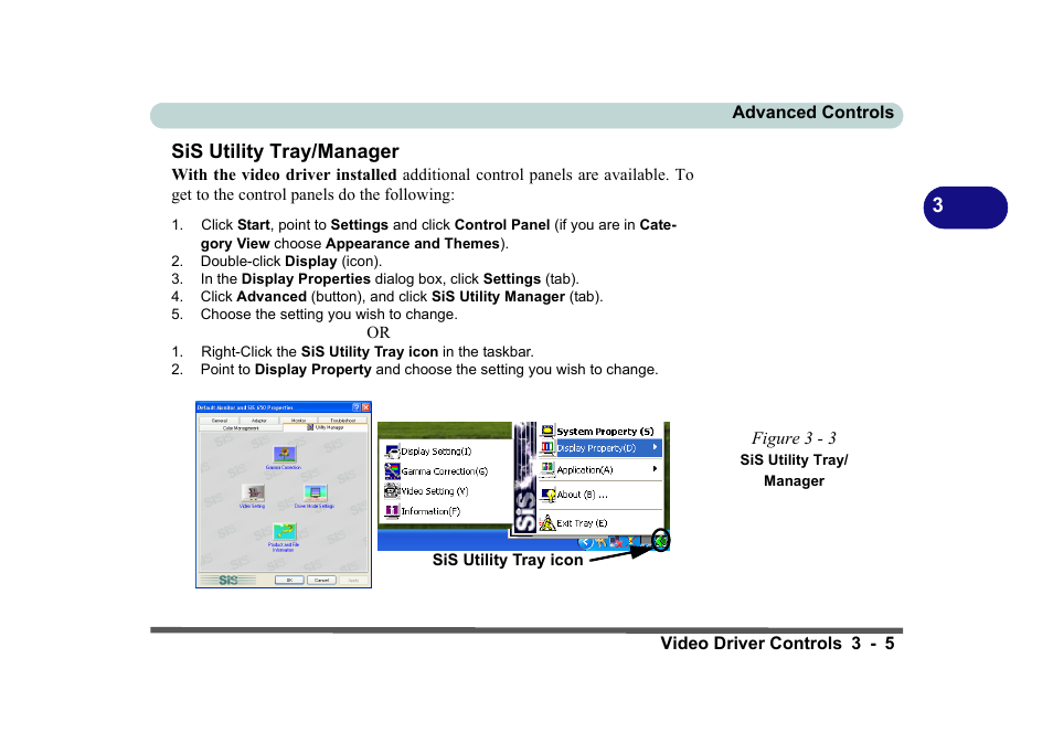 Sis utility tray/manager, Figure 3 - 3 sis utility tray/ manager, Sis utility tray/manager -5 | 3sis utility tray/manager | Eurocom D270ES VIPER User Manual | Page 68 / 153