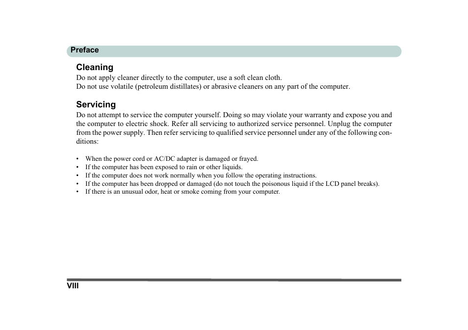 Cleaning, Servicing | Eurocom D270ES VIPER User Manual | Page 9 / 153