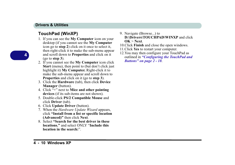 Touchpad (winxp), Touchpad (winxp) -10 | Eurocom D270ES VIPER User Manual | Page 99 / 153