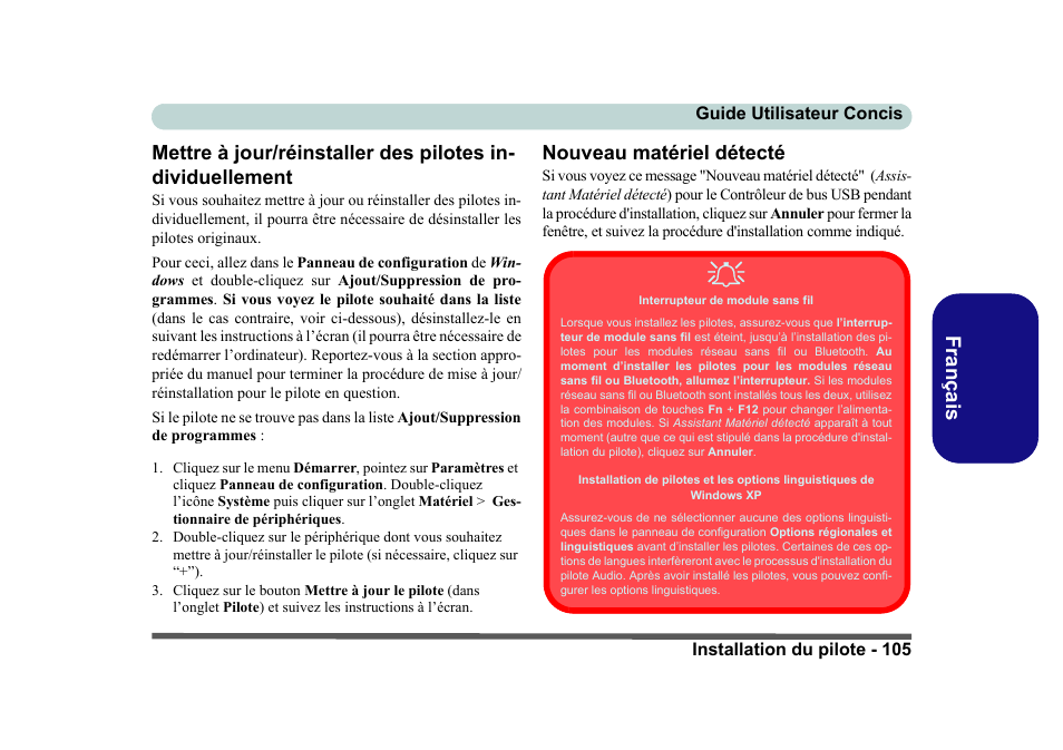 Nouveau matériel détecté | Eurocom D40EV IMPRESSA User Manual | Page 111 / 206