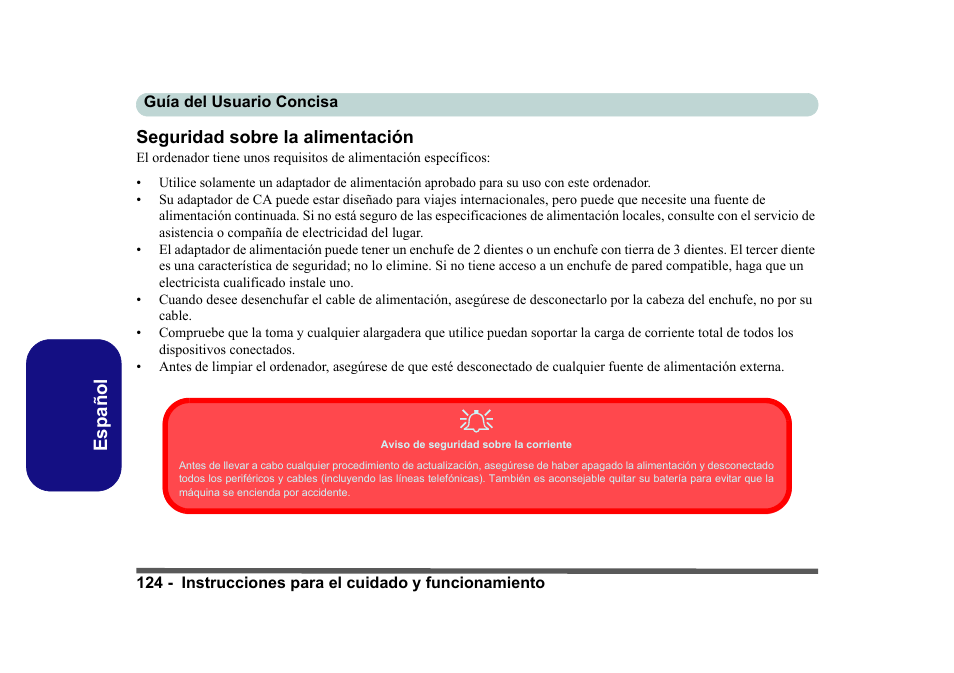 Seguridad sobre la alimentación | Eurocom D40EV IMPRESSA User Manual | Page 130 / 206