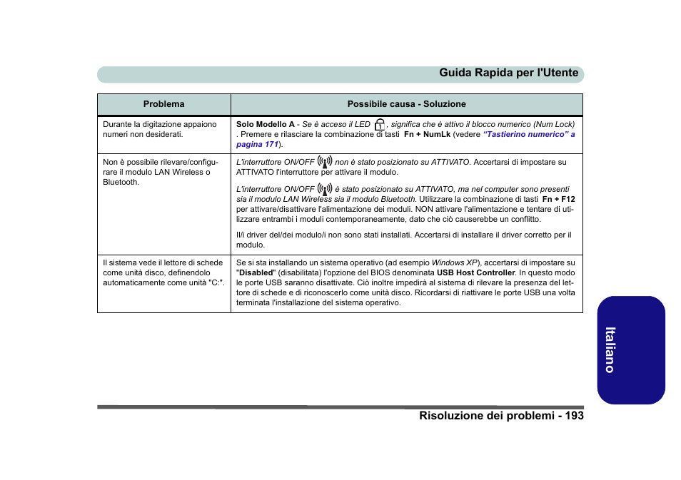 Italiano | Eurocom D40EV IMPRESSA User Manual | Page 199 / 206