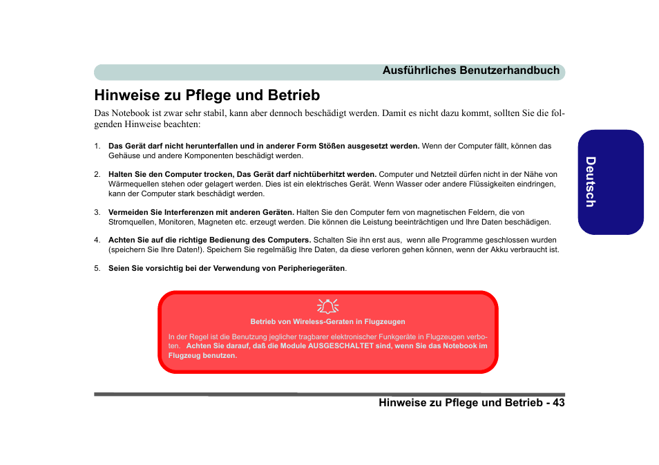 Hinweise zu pflege und betrieb, Deutsch | Eurocom D40EV IMPRESSA User Manual | Page 49 / 206