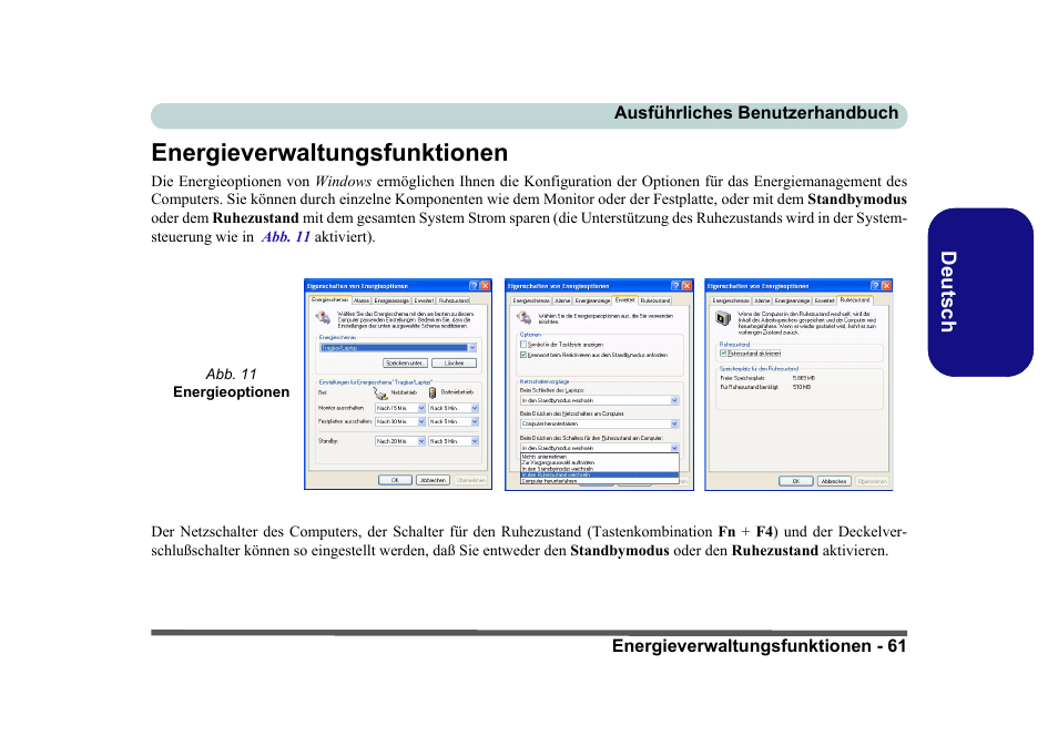 Energieverwaltungsfunktionen | Eurocom D40EV IMPRESSA User Manual | Page 67 / 206