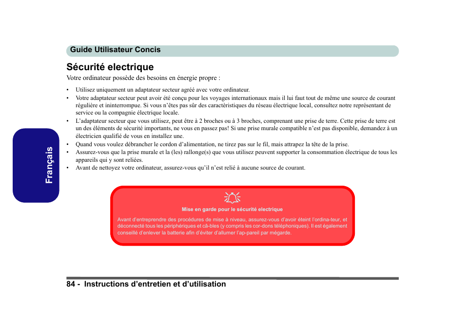 Sécurité electrique, Français | Eurocom D40EV IMPRESSA User Manual | Page 90 / 206