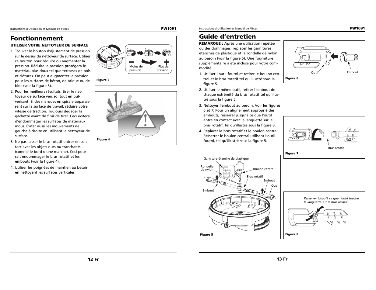 Fonctionnement, Guide d’entretien | Campbell Hausfeld Deck `N Drive IN464900AV User Manual | Page 12 / 12