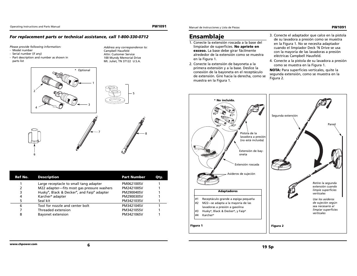 Ensamblaje | Campbell Hausfeld Deck `N Drive IN464900AV User Manual | Page 6 / 12