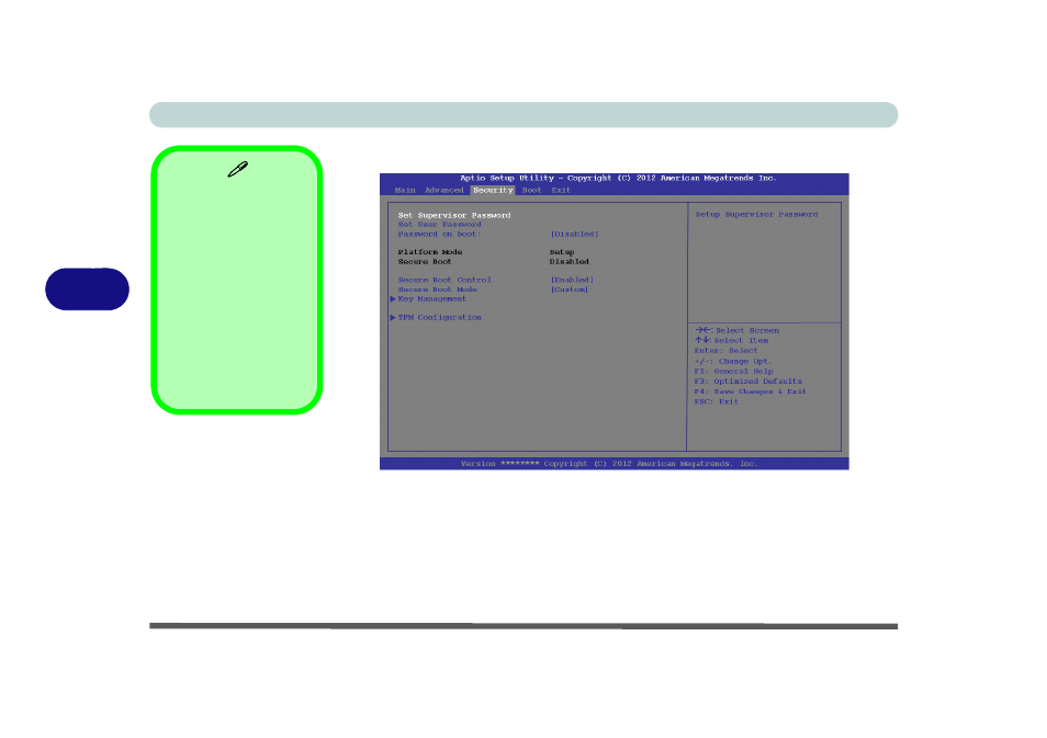 Security menu, Set supervisor password (security menu) | Eurocom X7 User Manual | Page 154 / 356