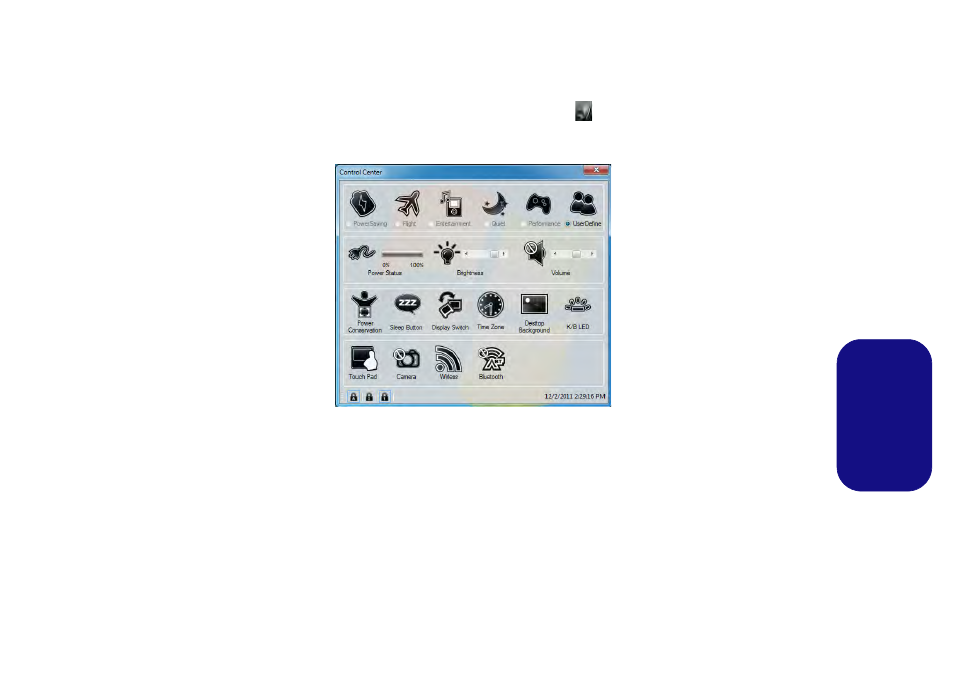 Control center (centro de control), Es pa ñol | Eurocom Panther 5 User Manual | Page 124 / 185