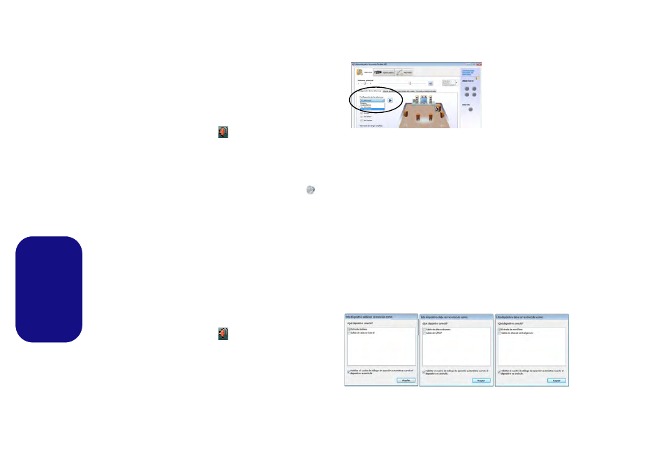 Configuración para grabación de audio, Configuración para el sonido envolvente 5.1 o 7.1, Español | Eurocom Panther 5 User Manual | Page 135 / 185