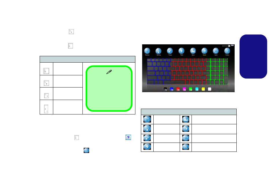 Keyboard led, Engl ish keyboard led, Keyboard backlight application | Eurocom Scorpius 3 User Manual | Page 18 / 205