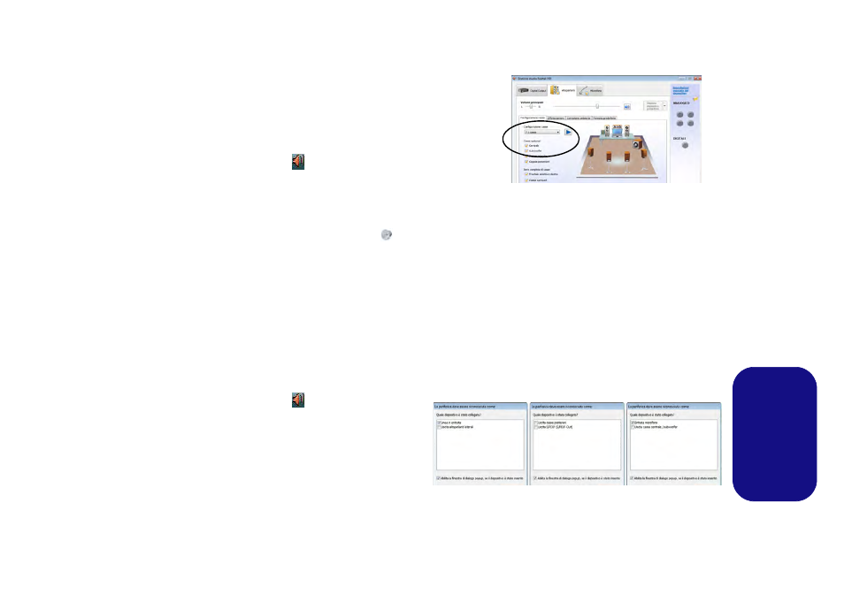 Configurazione per la registrazione audio, Configurazione del suono 5.1 o 7.1 surround, Italiano | Eurocom Scorpius 3 User Manual | Page 190 / 205