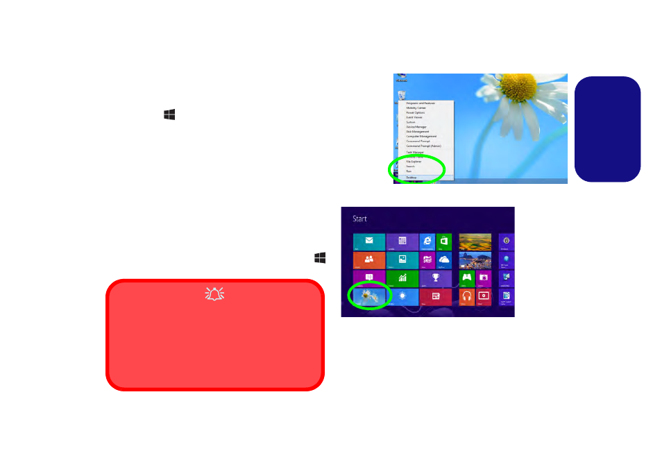 Windows control panel, Windows start screen & desktop, Engl ish | Eurocom Scorpius 3 User Manual | Page 24 / 205