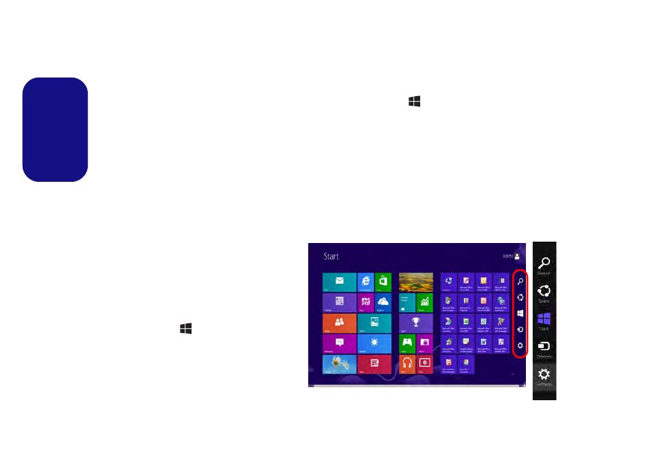 Windows desktop taskbar, Apps & tiles, Windows charms bar | Eurocom Scorpius 3 User Manual | Page 25 / 205