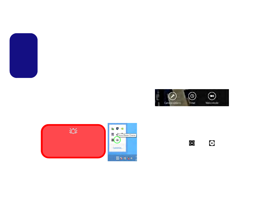 Sound blaster audio, Sound blaster cinema application, Pc camera | Metro ui camera app, Sound blaster audio pc camera, English | Eurocom Scorpius 3 User Manual | Page 31 / 205