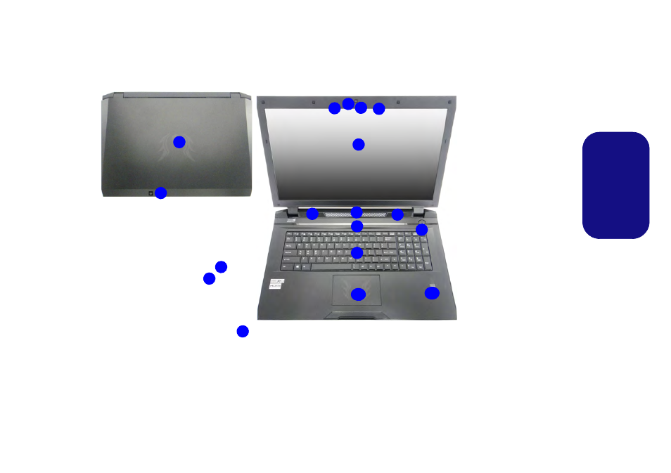 Systemübersicht: ansicht von vorne mit geöffnetem, Deutsch | Eurocom Scorpius 3 User Manual | Page 54 / 205