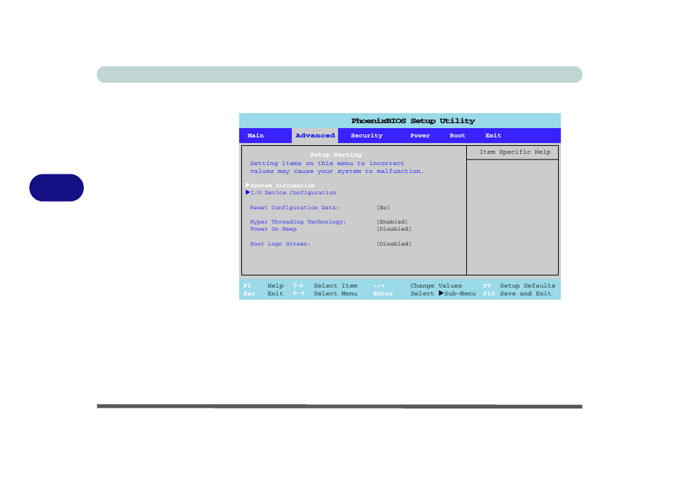 Advanced menu, System information, Advanced menu -8 system information -8 | Bios utilities 5 - 8 advanced menu, Figure 5 - 3 | Eurocom D700T Enigma User Manual | Page 88 / 176
