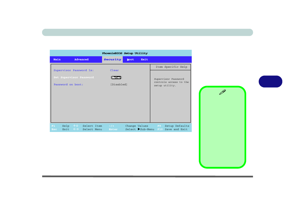 Security menu, Set supervisor password, Security menu -11 set supervisor password -11 | Bios utilities security menu 5 - 11, Figure 5 - 5 | Eurocom D700T Enigma User Manual | Page 91 / 176