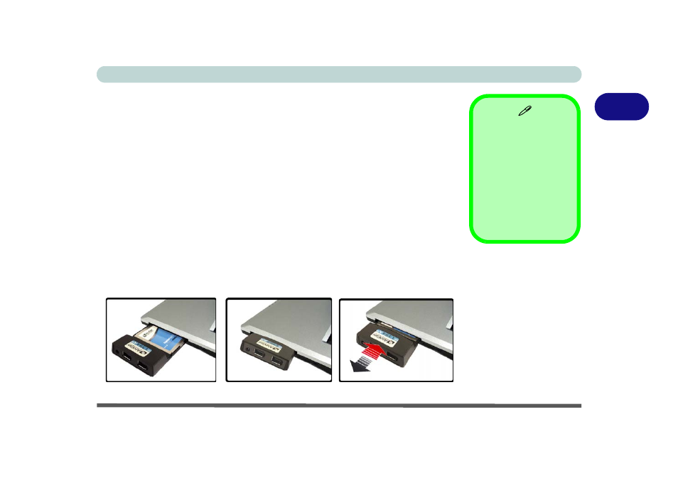 Expresscard slot, Inserting and removing expresscards, Expresscard slot -7 | Inserting and removing expresscards -7 | Eurocom D900F Panther Workstation User Manual | Page 49 / 212