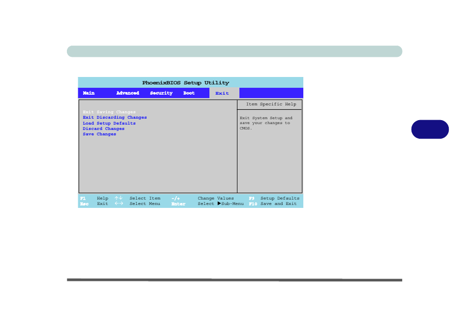 Exit menu, Exit menu -15, Bios utilities exit menu 5 - 15 | Figure 5 - 6 | Eurocom D900T PHANTOM User Manual | Page 103 / 182