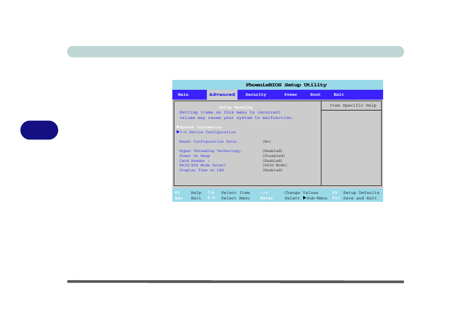 Advanced menu, System information (advanced menu), Bios utilities 5 - 8 advanced menu | Figure 5 - 3 | Eurocom D900T PHANTOM User Manual | Page 96 / 182