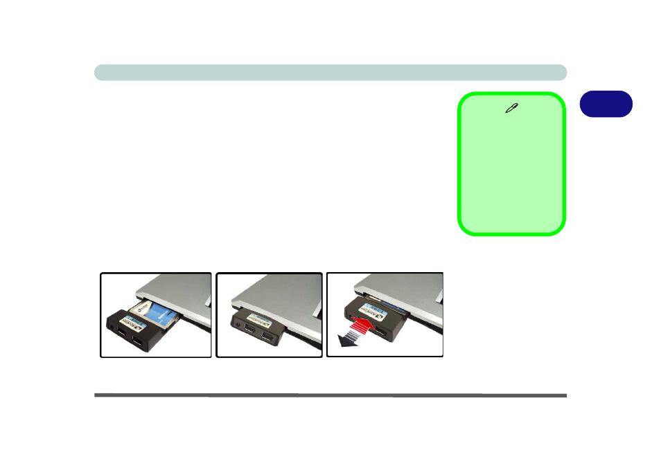 Expresscard slot, Inserting and removing expresscards, Expresscard slot -7 | Inserting and removing expresscards -7 | Eurocom M570U DIVINE User Manual | Page 47 / 190