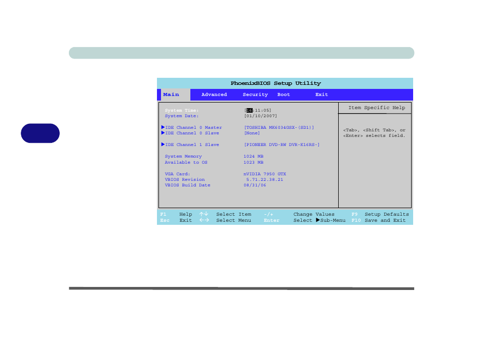 Main menu, System time & date (main menu), Main menu -6 system time & date (main menu) -6 | Bios utilities 5 - 6 main menu, Figure 5 - 2 | Eurocom M570U DIVINE User Manual | Page 82 / 190