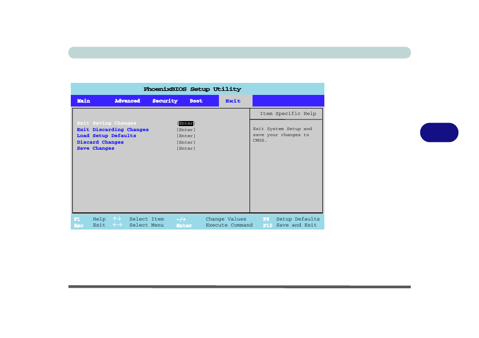 Exit menu, Exit menu -13, Bios utilities exit menu 5 - 13 | Figure 5 - 6 | Eurocom M590K EMPEROR User Manual | Page 87 / 154