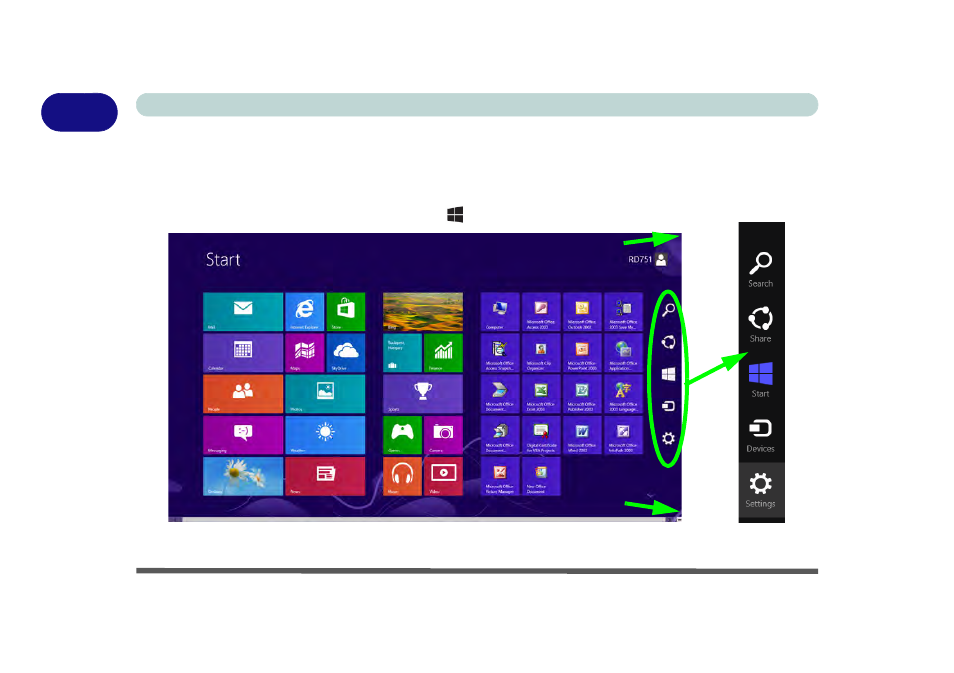 Windows 8 charms bar, Windows 8 charms bar -34 | Eurocom Neptune 3 User Manual | Page 66 / 322