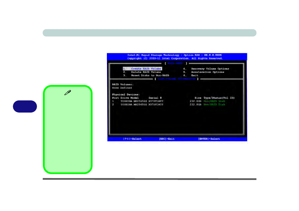 Raid setup (intel matrix), Raid setup (intel matrix) -6 | Eurocom P150EM Racer 2 User Manual | Page 138 / 288