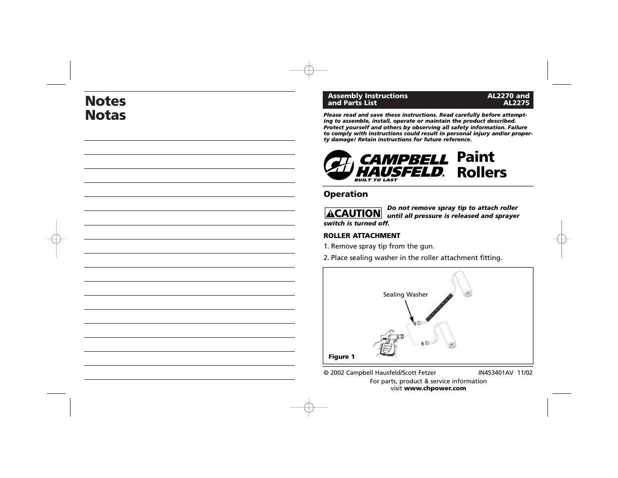 Campbell Hausfeld AL2270 User Manual | 15 pages