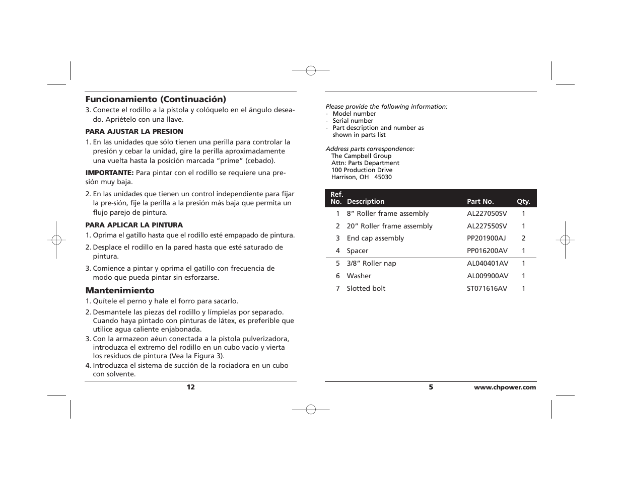 Campbell Hausfeld AL2270 User Manual | Page 12 / 15