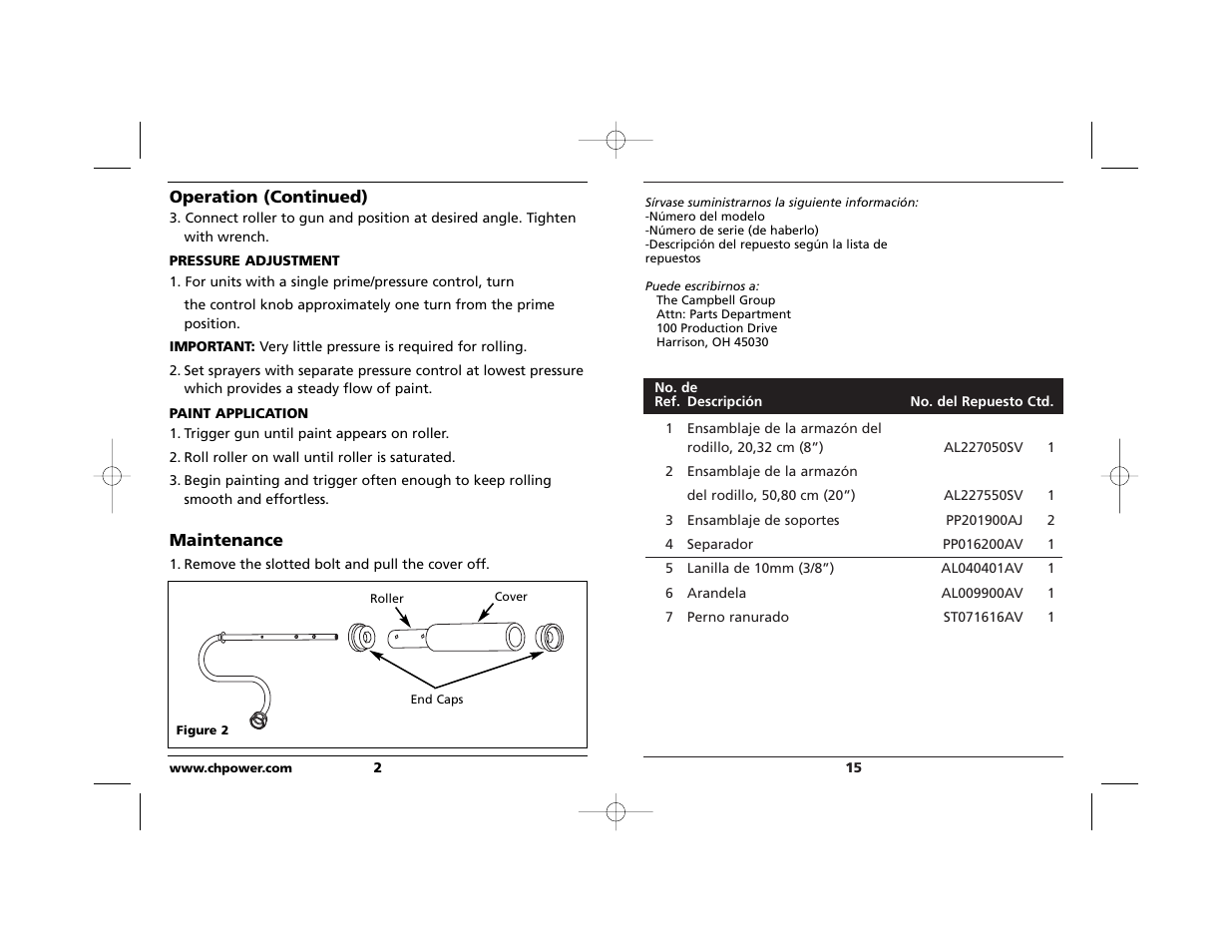 Campbell Hausfeld AL2270 User Manual | Page 15 / 15