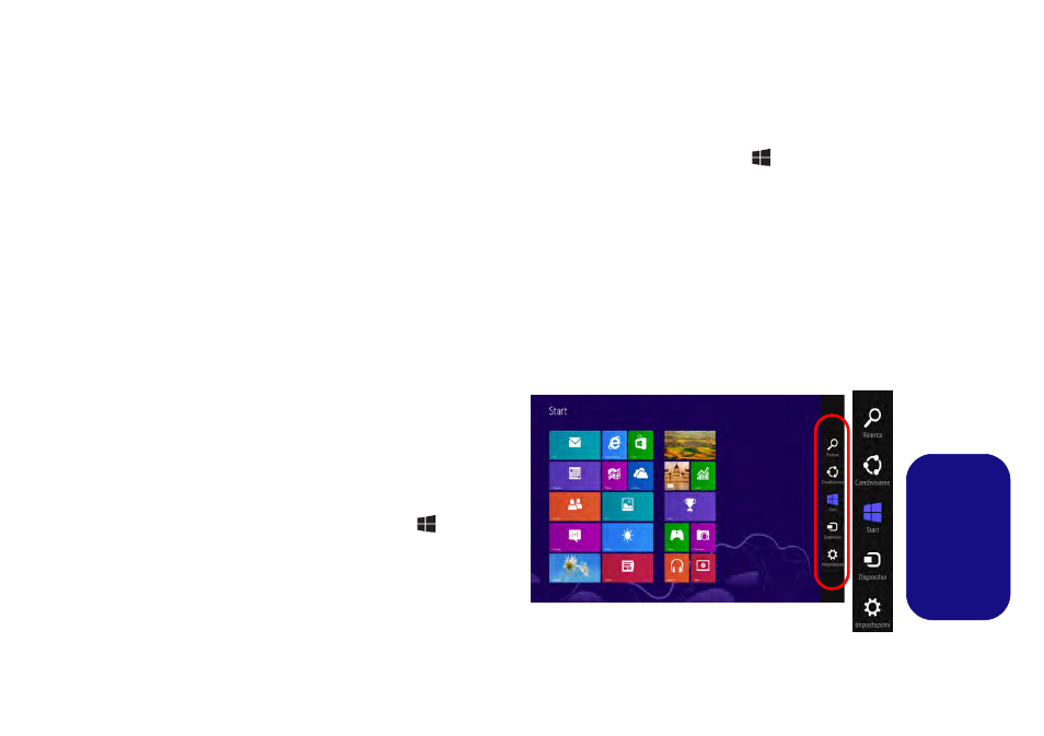 Barra delle applicazioni del desktop di windows 8, App & titoli, Charms bar di windows 8 | Eurocom Racer 3W User Manual | Page 179 / 196