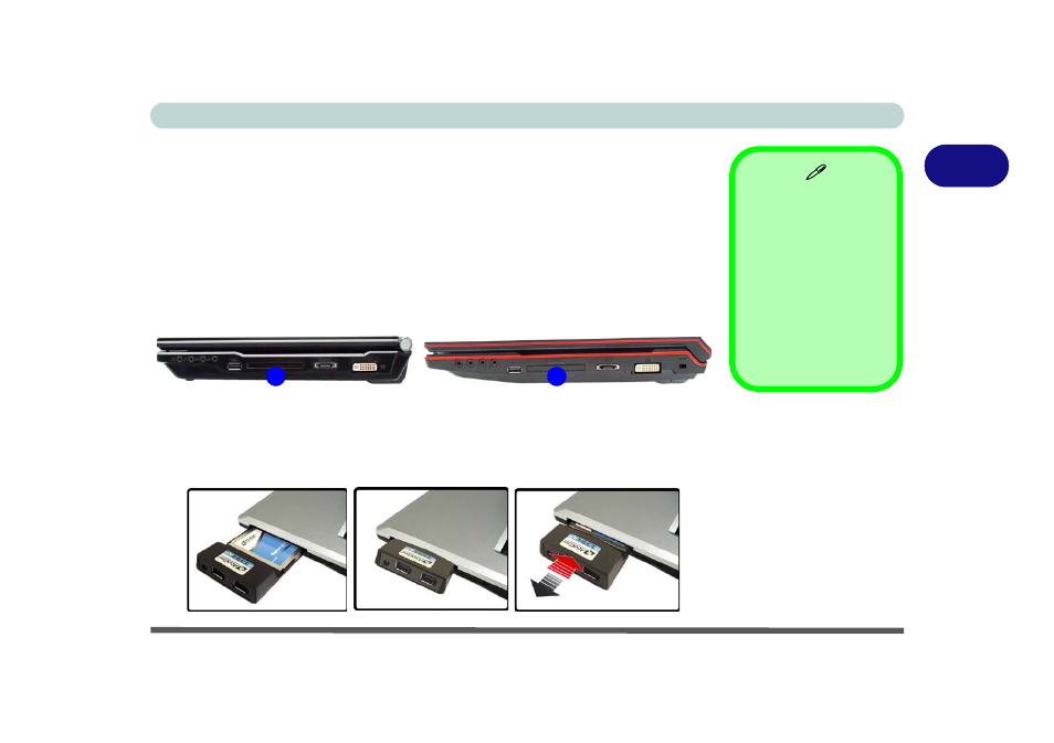 Expresscard slot, Inserting and removing expresscards | Eurocom W870CU Cheetah User Manual | Page 51 / 290