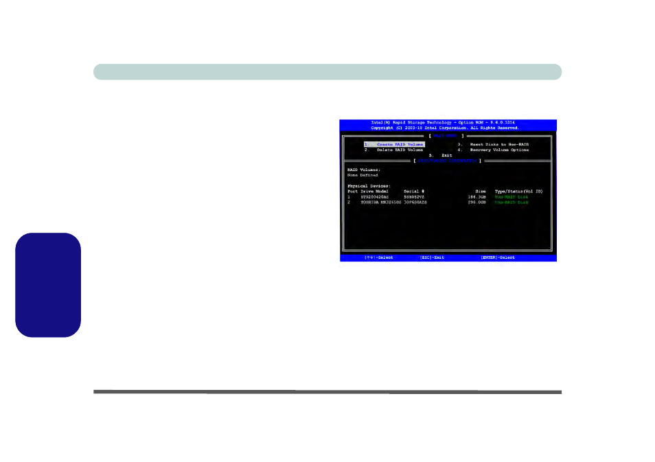 Procedimiento de configuración de raid, Español procedimiento de configuración de raid, Guía del usuario concisa 96 - configuración raid | Parte i: bios, Parte ii: intel matrix | Eurocom X7200 Panther 2.0 User Manual | Page 101 / 155