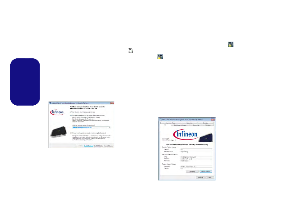 Initialisieren des tpm, Parametrierungstool der infineon security platform, Deutsch | Eurocom Panther 5D User Manual | Page 74 / 186